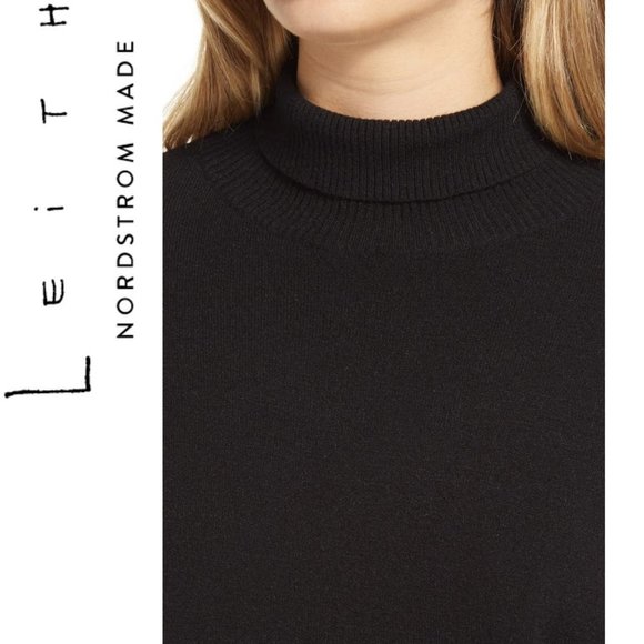 Women's Leith Mock Neck Sweater, Size Large - Black - Picture 4 of 9